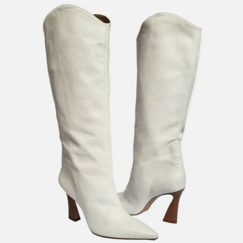 Schutz Maryana Stack Flare Leather Boots